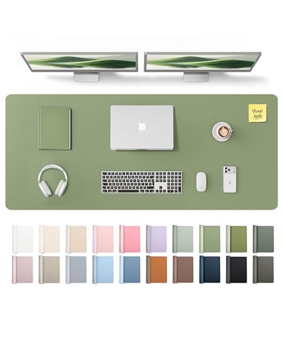 Image of YSAGi Leather Desk Pad Protector, Office Desk Mat, Large Mouse Pad, Non-Slip PU Leather Desk Blotter, Laptop Desk Pad, Waterproof Desk Writing Pad for Office and Home (Bamboo Green,55 inch x 17.2 inch)