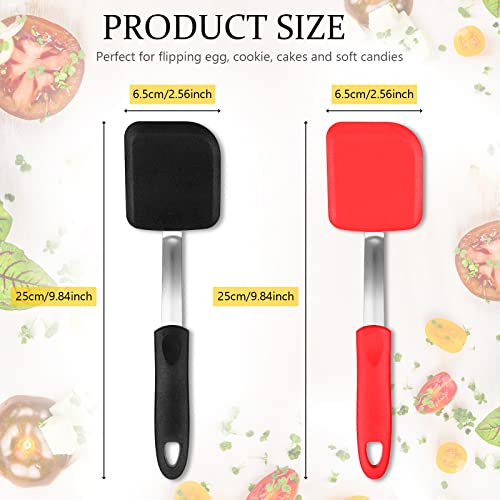 Silicone Cookie Spatula Turner 2 Pack Mini Brownie Spatula Flexible Kitchen Small Silicone Spatulas For Nonstick Cookware Heat Resistant No Scratch Flipper Baking Utensils For Egg Pancake (Black, Red) #TOP1