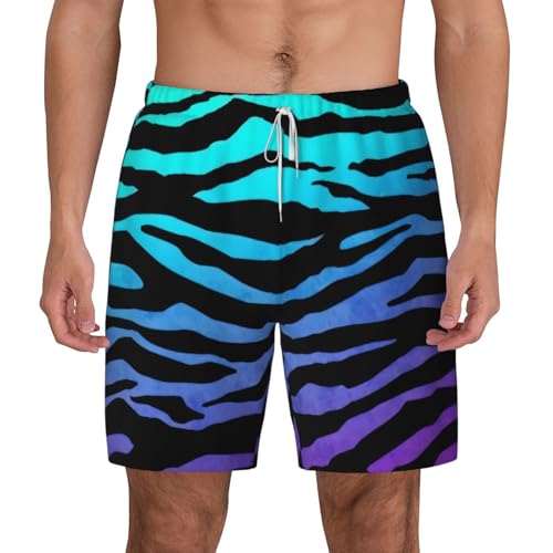 Short de bain respirant homme motif zèbre violet bleu vert - Maillot léger pour plage