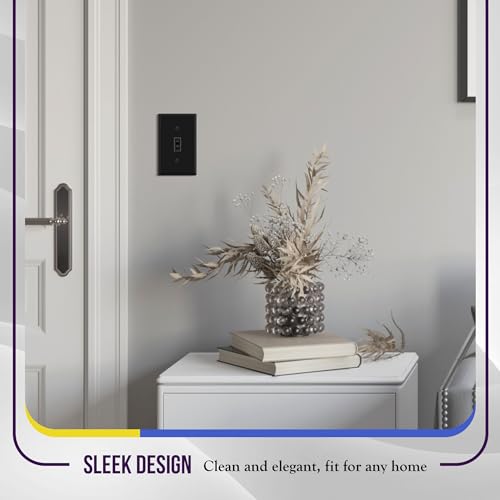 Image of ENERLITES Toggle Light Switch Metal Cover Plate, Wall Plate, Corrosion Resistant, Standard Size 1-Gang 4.50 inch x 2.76 inch, Powder Coated Stamped Steel, 7711-BM, Black Matte | Fits standard toggle switches; Rust-proof stamped steel; Smooth matte finish; Standard 1-gang; 7711-BM
