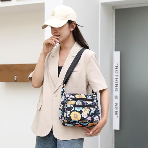 Image of Crossbody Bag for Women Ladies Multi Pockets Shoulder Bag Handbag Lightweight Nylon Casual Messenger Bag Travel Purse