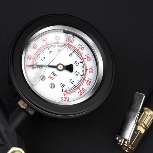 Image of Tire Inflator with Pressure Gauge, Heavy Duty Air Chuck with Gauge Rubber Hose for Air Compressor Tire Inflator Attachment, 230PSI, 16BAR