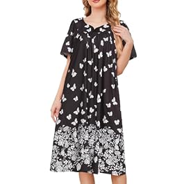 House Dresses for Women with Pockets Moo Moo Nightgown Short Sleeve Mumu Dress Lounge Dress S-3XL
