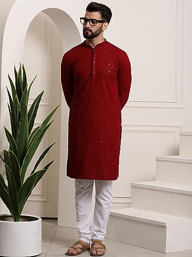 Image of SOJANYA Timeless Traditions (Since 1958) Men's Pure Cotton Sequin Embroidered Kurta Pyjama Set