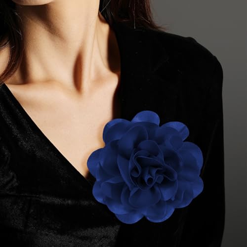 Image of 6.3 Inches Large Flower Rose Brooch Pins for Women Fashion | Charming Floral Lapel Pin for Women Fashion | Elegant Brooches for Woman Accessories & Stylish Lapel Pins for Clothes (Sapphire Blue)