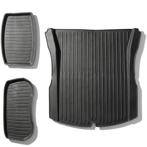 CYBERBEANS All Weather Cargo Liners for Tesla Model 3 Highland 2024/2025/2026 Accessories Trunk Mats Frunk Rear Trunk Tray Mats