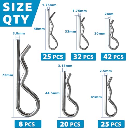 202PCS Hitch Pins Clip Pins, Linch and PTO Pins for Trailers Tractors Trucks Towing Mowing, Farm Equipment, Snow Plows, Lawnmowers Garage, Heavy Duty Trailers Accessories Tractor Attachments