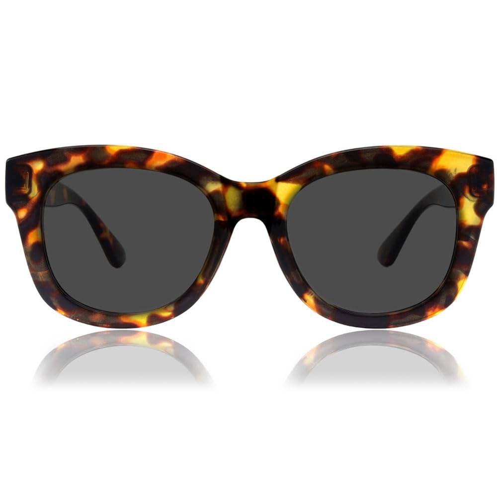 Reading Sunglasses Women/Men Brown Tortoiseshell, Stylish Oversized Sun Readers Sunglasses UV400, NOT Varifocal