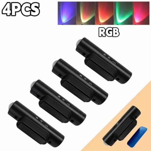 Image of GITGRNTH 4 PCS Rechargeable Black RGB LED Wall Light with Motion Sensor | Automatic Color Changing Up Down Indoor Wall Lamp | Modern 2 Way Lighting for Home, Office & Hallway, Bedroom, Living Room