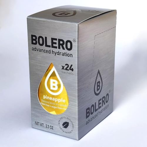 Bolero PINEAPPLE 24x3g | Jus en poudre sans sucre, édulcoré à la stévia + vitamine C | pour enfants et sportifs | sans gluten, végétalien | saveur...