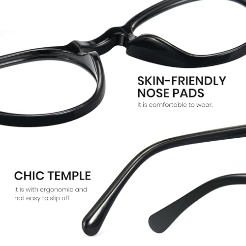 Image of Cyxus Blue Light Blocking Glasses Women Men Circle Round Chunky Retro Frame Eyeglasses for Computer Gaming 8238
