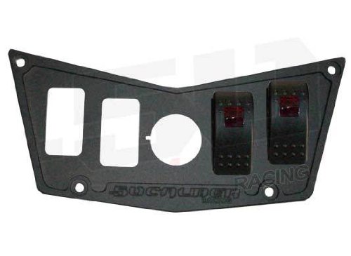 50 Caliber Racing 4 Switch Dash Panel with 2 Rocker Switches Black Fits Polaris RZR 570 800 XP 900 Models