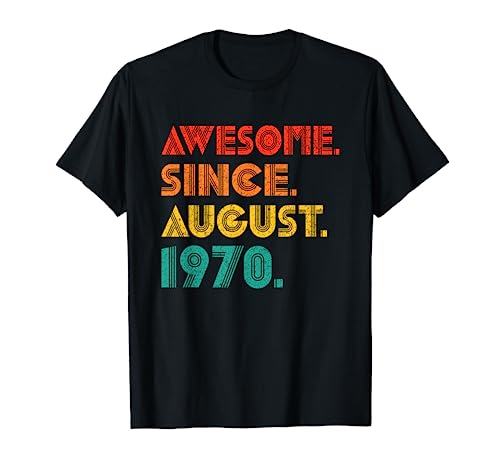 Awesome Since August 1970 Birthday Gifts Years 1970 Vintage Maglietta