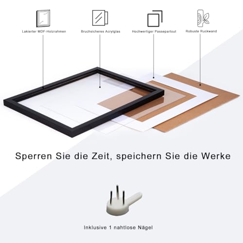 Bilderrahmen Joyshare 30x40cm mit Passepartout aus MDF-Holz