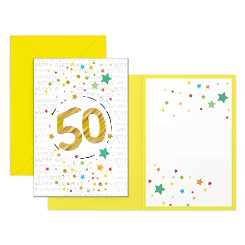 ARKRAFT Cartes anniversaire de voeux avec numéro d'or (50)