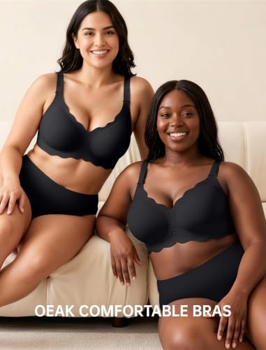 OEAK Women Value Series Jelly Bras Wireless Pushup Convertible Bra | Everyday Essentials,Comfortable Bralettes,No Underwire,Full Coverage,Support Lift,Tshirt,Soft,Seamless,Scalloped - image 2