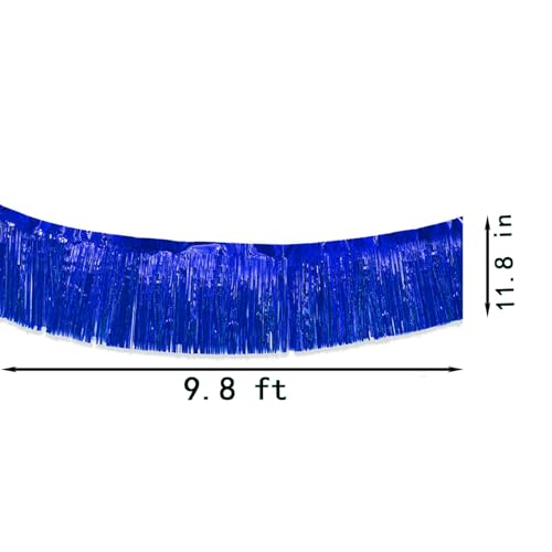 Image of Blue Parade Float Fringe, Banners,Blue Fringe Garland,For Parade Float Decorations,Graduation Ceremony Decorations Festival Celebration,11.8 in x 9.8 ft,4 pack