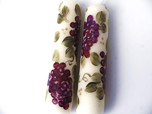 Goddess Arts Collection Decorative Hand Painted Little 3 Inch Short Grape Cluster White Or Ivory Candles Set Of Two Mediterranean Tuscan Grapevine Decor #TOP5