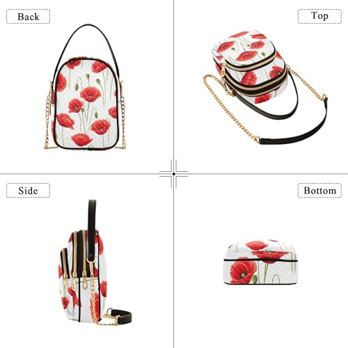 Bright Flowers Green Buds White Women Shoulder Handbag Trendy Phone Handbag Small Chain Purse Quilted Ladies Tote Crossbody Satchel4