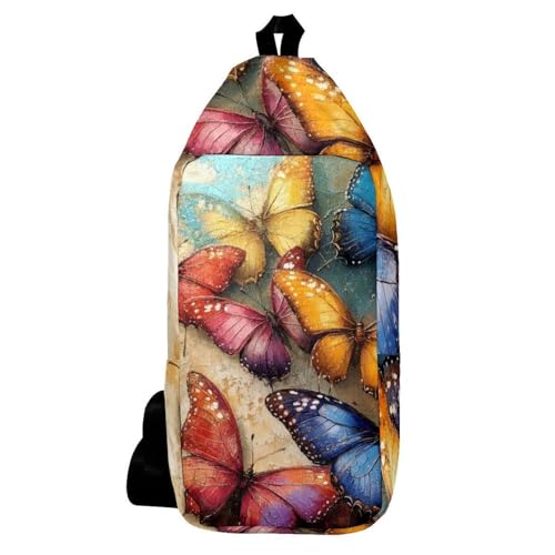 Sac à dos à bandoulière ergonomique voyage et randonnée papillons colorés