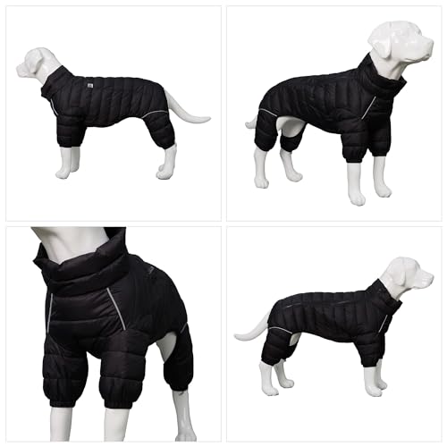 Warm Dog Coat, 4 Legs Covered Waterproof Windproof Reflective Vest, Zippered Adjustable Outdoor Snow Jacket for Small Medium Large Dogs, Black S by Lovelonglong - Image 2