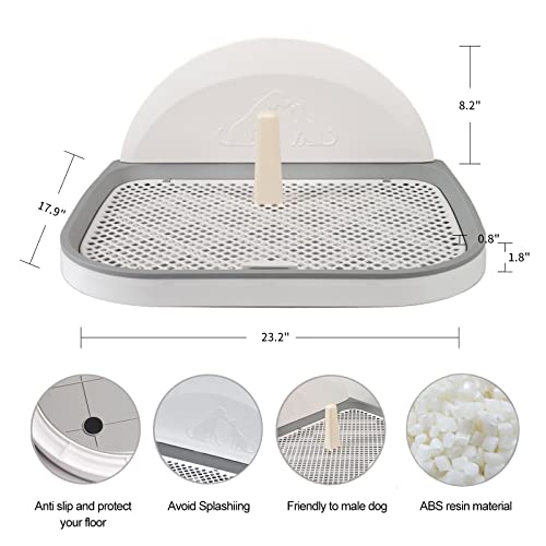 Chppey Puppy Dog Potty Tray - Pee Pad Holder, Mesh Training Toilet For Indoor Or Porch, Portable Dog Litter Box With Removable Post And Splash Wall For Small And Medium Dogs, Bunny, Cats. White #TOP1