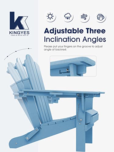 Kingyes Folding Ajustable Backrest Adirondack Chair, Light Blue #TOP1