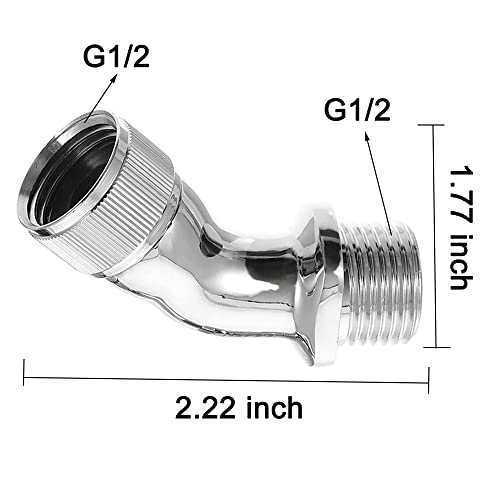 Moselny Shower Elbow Adapter For Shower Head,45°Angle Shower Head Extender Connector G1/2 Male To Female Shower Arm Extension For Wall-Mounted Shower Or Handheld Shower Header Connector,Polish Chrome #TOP1