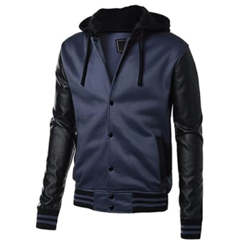 Blouson bomber décontracté en polaire pour homme Style universitaire - Veste légère, Bleu - Polaire., Taille XXS Cover