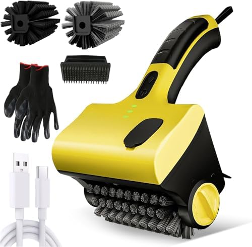 Giddy Grill Up Cleaner: Cordless & Rechargeable Griddle Cleaning Robot Set for Blackstone Accessories with Steel Brush, PP Brush for Bathtub Kitchen Floor Waterproof Multi-Cleaning Tools