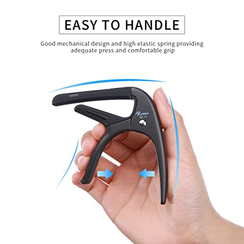 Rosen Quick-Change Guitar Capo For Acoustic And Electric Guitars Capo For 6 String Steel Guitars With 3 Picks For Free, Grey #TOP3