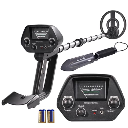 Wedigout Metal Detector for Adults & Kids, Lightweight Childrens Metal Detector with Shovel,8 Inch Waterproof Adjustable 31.5' to 41.5' Gold Detector for Beach Backyard Search for Treasure (Black)