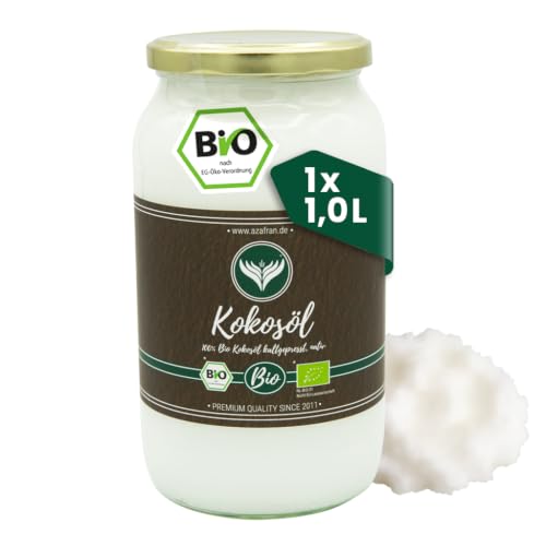 Produktfoto von Azafran BIO Kokosöl Kokosnussöl nativ kaltgepresst 1L