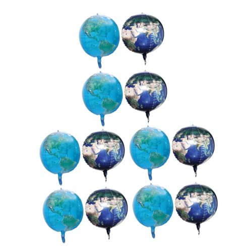 ORFOFE 12pcs Large Floating Earth Globe Balloons Aluminum Foil Sphere for Birthday Party Classroom Earth Day Decoration