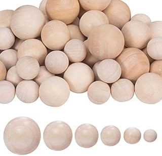 Perfeclan Round Wooden Ball, Bag of Unfinished Wood Round Balls, Hardwood Beads Small Wooden Balls, for Crafts and Building, Toy Accessories for Children, 0.8cm