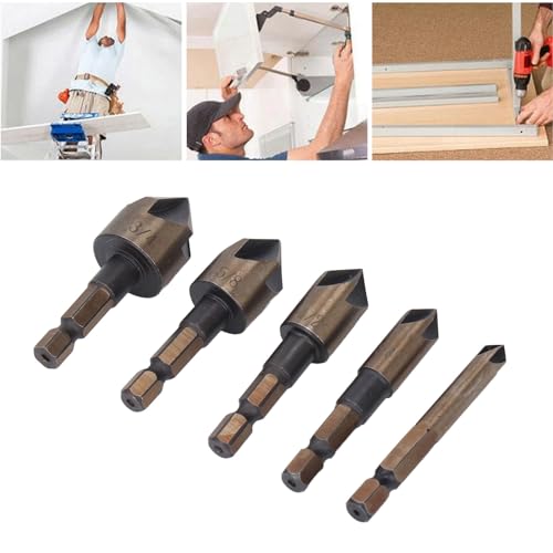 Foret conique multi-diamètre en acier robuste pour perçage progressif 5 pièces