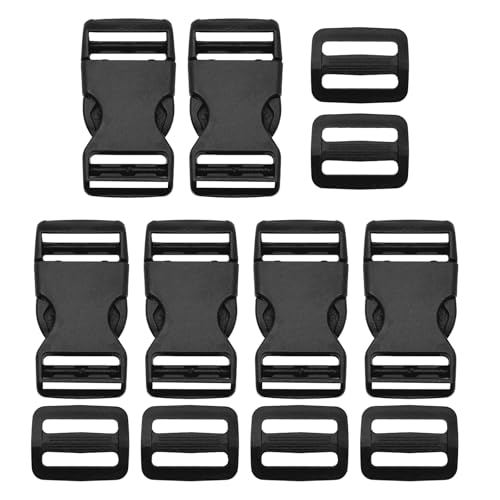 FENGRUI 6 Sets 25mm Buckles Clips Rucksack Clips Tri-Glide Slides Side Release Buckles Replacement BucklesClip,Replacement Dual Adjustable Luggage Fastening Strap Pet Collar for Backpack Repairing