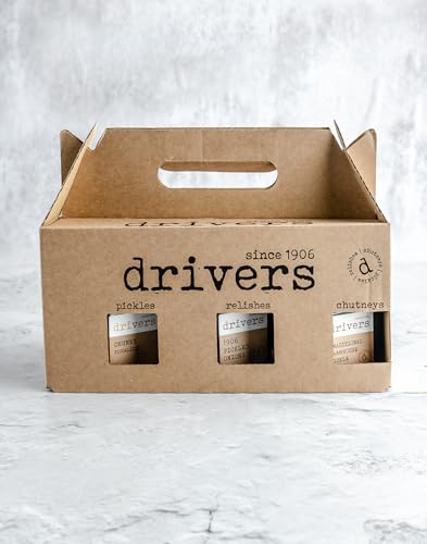 Drivers Pickles - Ploughman’s Lunch Selection Box .Pickles Gift Set Includes 1906 Pickled Onions Traditional Farmhouse Pickle & Chunky Piccalilli. Perfect for Any Cheese Board Gift Set