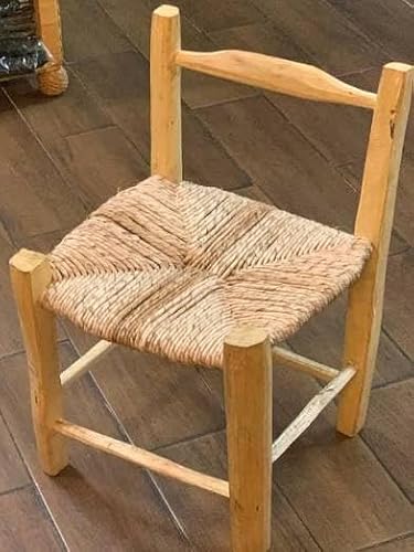 Rustic Woven Rush Seat Chair, Traditional Haitian Style, Natural Wood Frame(Size and Colors May Varied)