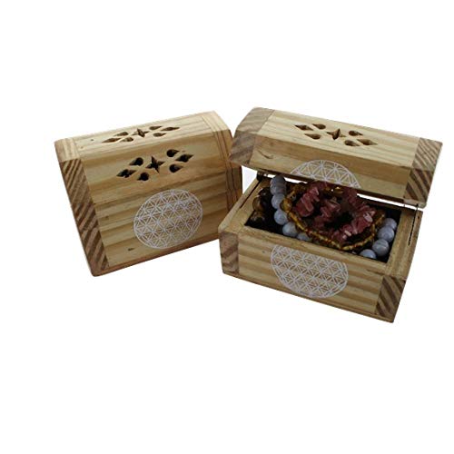 Boîte à bijoux en bois avec velours à l'intérieur