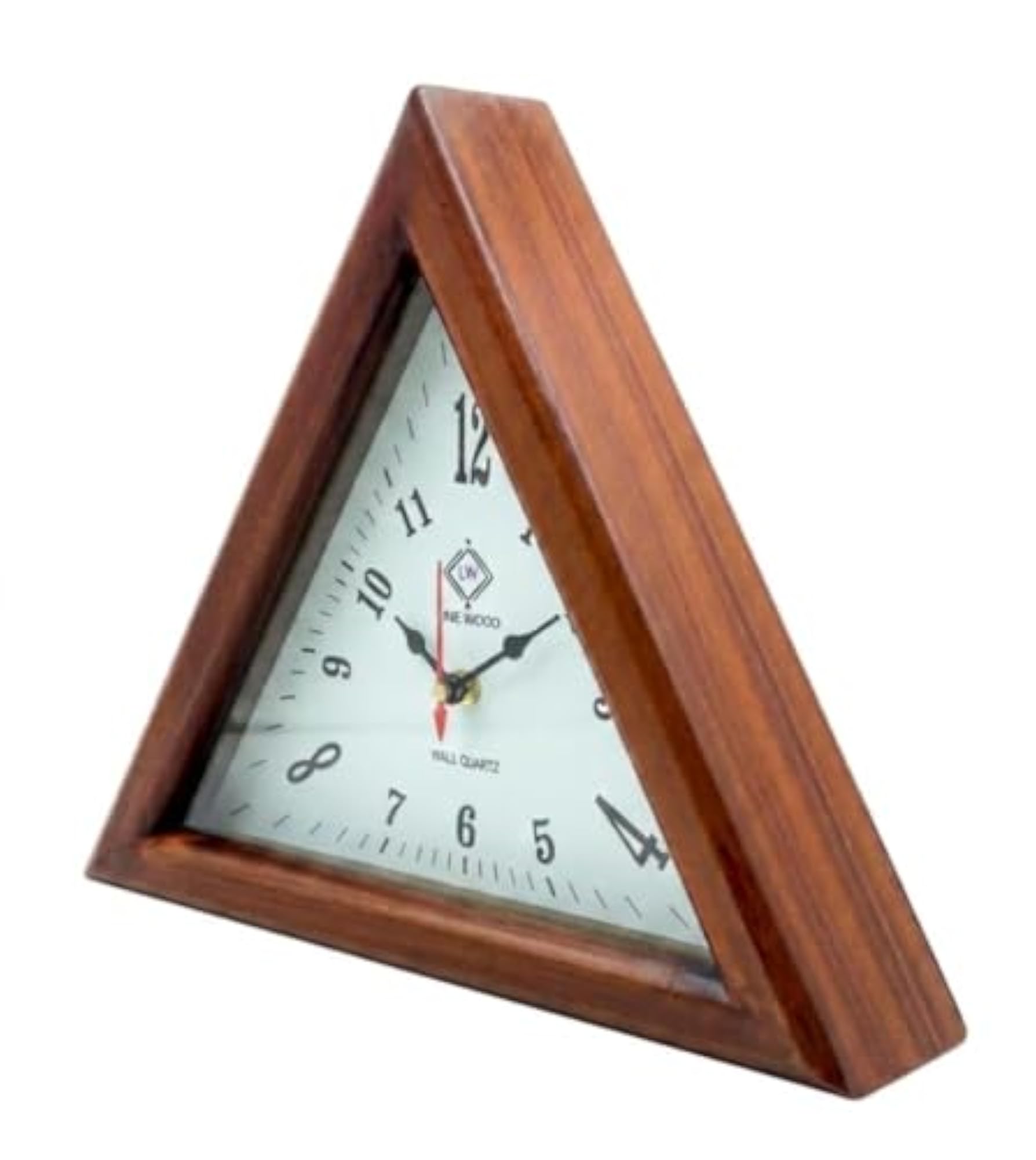 Vintage Triangle Wooden Wall Clock, 12 Inch