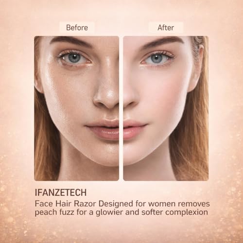 Image of Mini Facial Hair Remover for Face, Portable Electric Shaver /Razor, Hair Removal for Women, Dermaplaning Tool, Trimmer for Upper Lips, Chin, Cheeks, Peach (White 2 in 1)