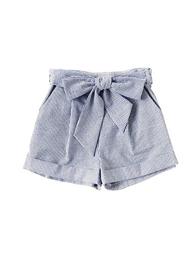 SweatyRocks Women's Casual Elastic Waist Striped Summer Beach Shorts with Pockets Blue#2 S