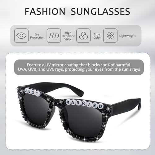 panthra Bride and Groom Sunglasses, Wedding Sunglasses, Just Married Black Pearl Glasses, Light and Comfortable, Fashionable Wedding Single Party Gifts4