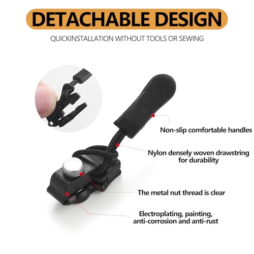 Aezzybe Universelle Reißverschluss Schieber 12PCS - unverzichtbares Reißverschluss Reparaturset für #3 #5 #8 Nylon Kunststoff Metall-Reißverschlüsse, einfacher Reparatur für defekte Reißverschlüsse