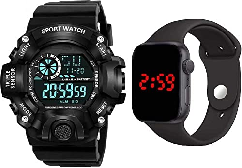 Goldenize Fashion A Digital Watch with Square LED Shockproof Multi-Functional Automatic Red Color Black Strap Watch for Boys Watch for Men Pack of 2 Digital Watch - for Men (B09N9J4S1W) Amazon Price History, Amazon Price Tracker