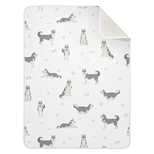 Image of Swaddle Blanket Husky Grey Cotton for Infants - Lightweight Soft Receiving Swaddling for Crib, Stroller, Nursery - 30x40 in