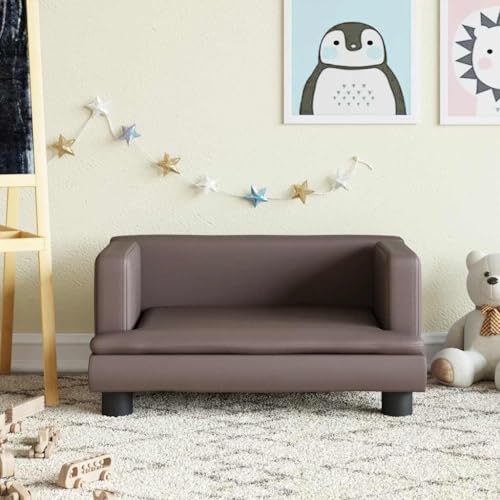 Genérico Sofá para niños de Cuero sintético marrón 60x40x30 cm,Mobiliario para bebés y niños pequeños-3196326
