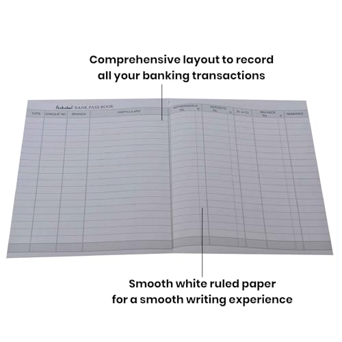 Image of Scholar Bank Pass Book No. 5 - 144 Pages | Durable Case Bound Banking Record Book | Smooth Writing Paper for Account Entries, Transactions & Financial Records | Ideal Passbook for Banks, Offices, Institutions & Daily Banking Use (Pack of 2)