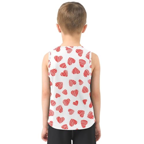 J JOYSAY Striped Heart Shape Scarlet Boys Tank Top Sleeveless Muscle Shirts Quick Dry Kids T-Shirts 3-15T3